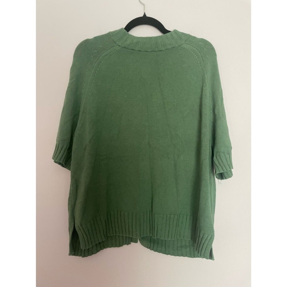 Tyler Boe Short Sleeve Cotton Cashmere Button-Back Sweater size S in Teal